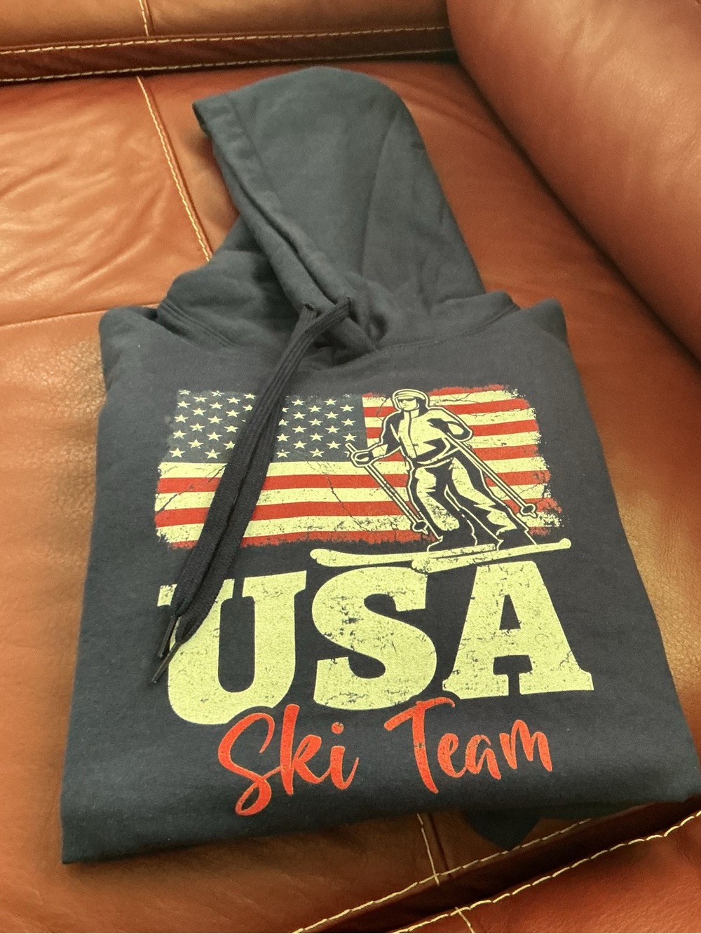 USA Ski Team Navy Graphic Hoodie Unisex Size M